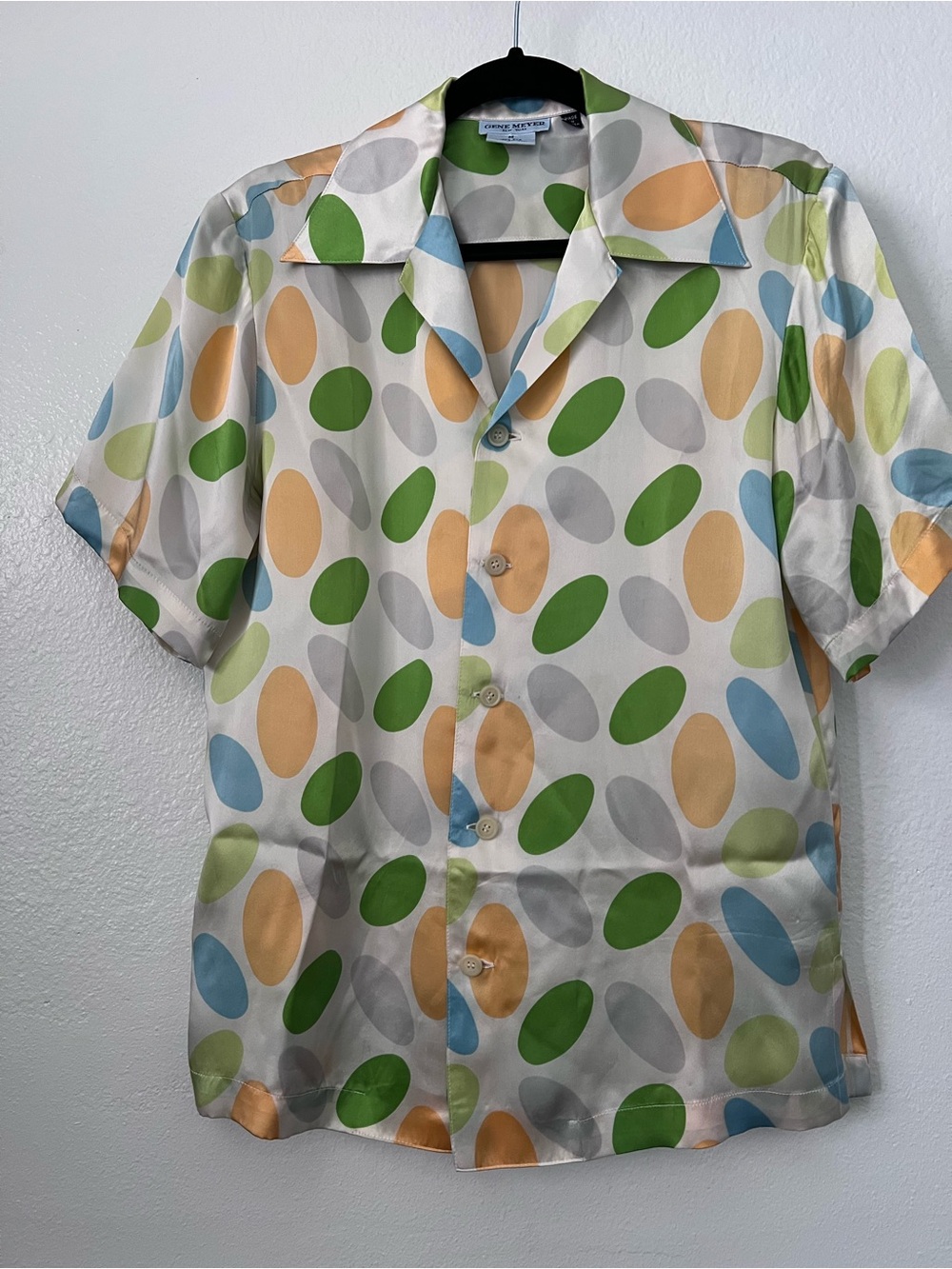 Vintage Gene Meyer New York Polka Dot Silk Camp Shirt Men’s M